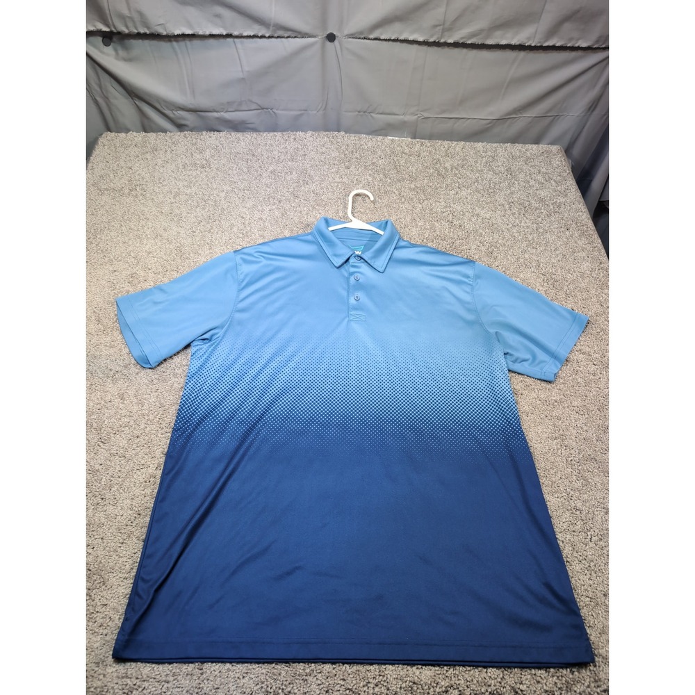 TGW Men's Blue Ombre Dot Print‎ Golf Polo Shirt XL